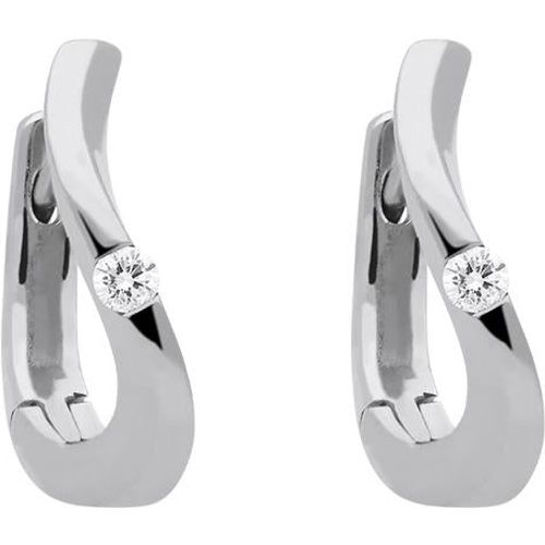 Ct White Gold 0.10ct Diamond Curved Hoop Earrings - C W Sellors Diamond Jewellery - Modalova