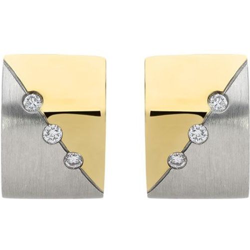 Ct White and Yellow Gold Diamond Engraved Hoop Earrings - C W Sellors Diamond Jewellery - Modalova