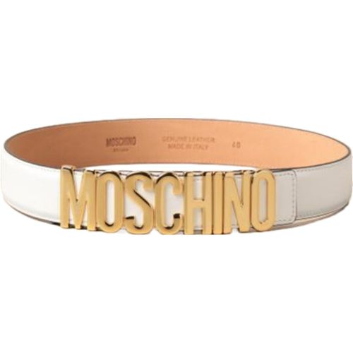 Cintura in pelle grande con lettering - Moschino - Modalova