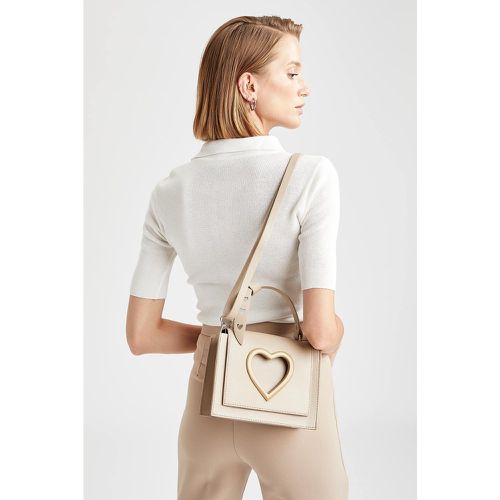 Faux Leather Shoulder Bag - Beige - DeFacto - Modalova