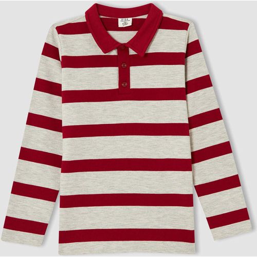 Long Sleeve Stripped Polo T Shirt - DeFacto - Modalova