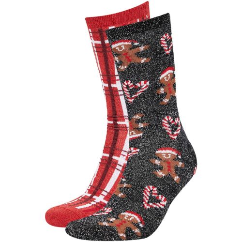 Pack Newyear Themed Cookie Print Long Socks - DeFacto - Modalova