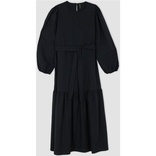Regular Fit Long Sleeve Belted Maxi Dress - DeFacto - Modalova