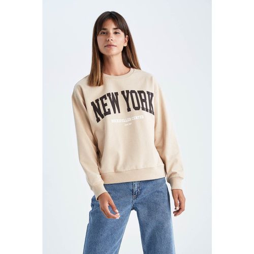 Oversized Long Sleeve New York Print Sweatshirt - DeFacto - Modalova