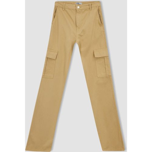 Straight Fit Cargo Trousers - Beige - DeFacto - Modalova