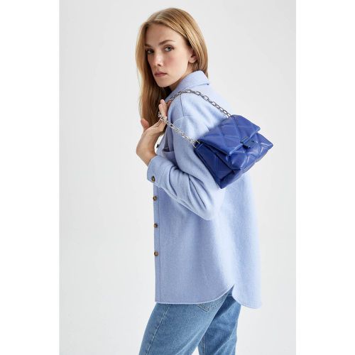 Faux Leather Shoulder Bag - Blue - DeFacto - Modalova