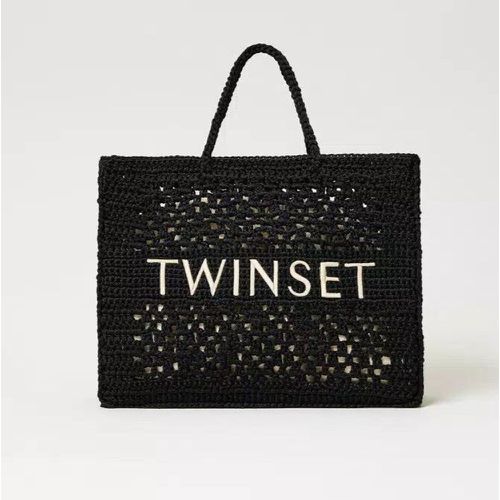 Borsa shopper 'Bohémien' crochet Nera - TWINSET - Modalova