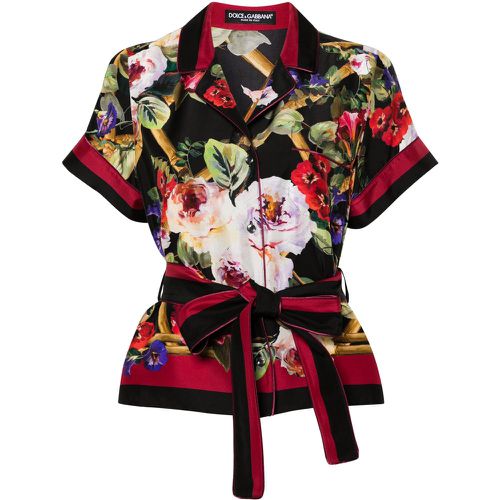 Camicia con stampa floreale all-over in seta - Dolce & Gabbana - Modalova