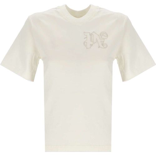 T-shirt con logo crema - Palm Angels - Modalova