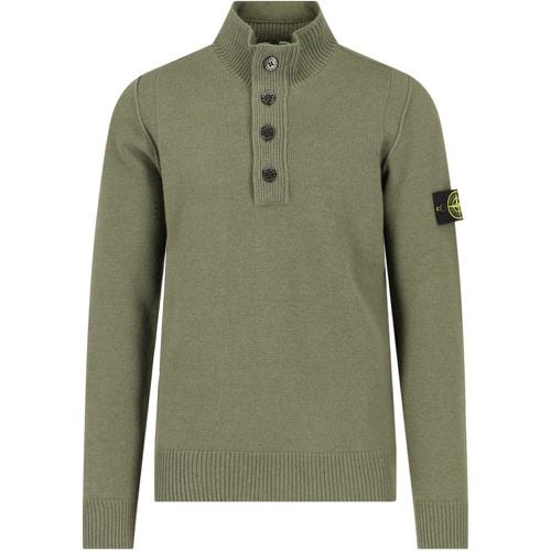 Cardigan a collo alto logo - Stone Island - Modalova