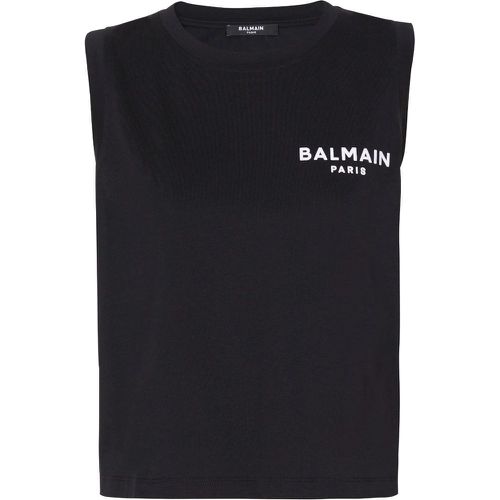 T-shirt nera senza maniche - Balmain - Modalova