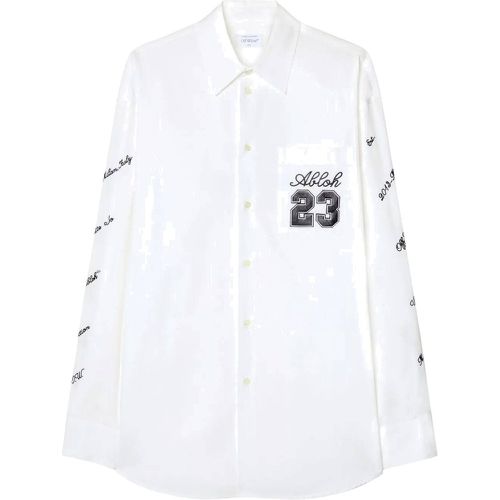 Camicia con toppa con logo ricamato in cotone bianco - Off White - Modalova