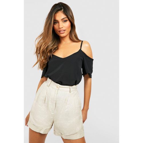 Top in tessuto con spalline aperte - boohoo - Modalova