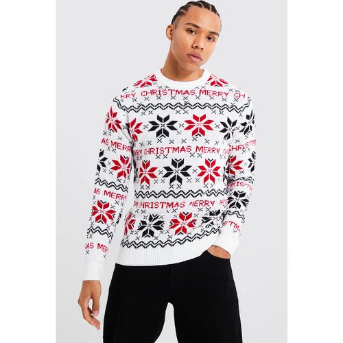 Maglione Tall natalizio con motivi Fairisle e slogan Merry Christmas - boohoo - Modalova