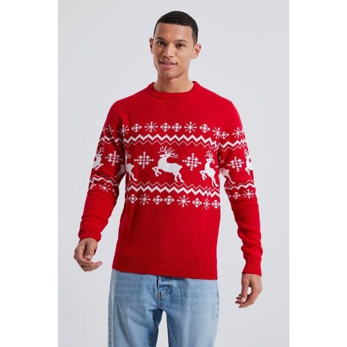 Jersey Tall Navideño Con Grecas De Renos Y Panel - boohoo - Modalova