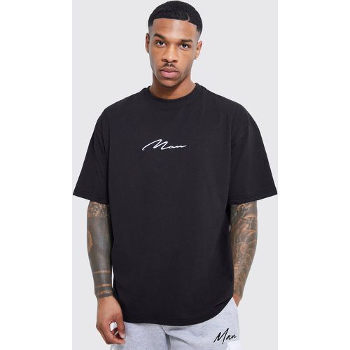 T-shirt oversize a girocollo con firma Man - boohoo - Modalova