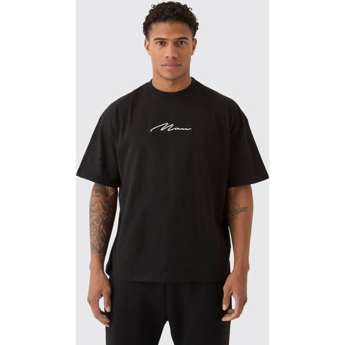 T-shirt oversize a girocollo con firma Man - boohoo - Modalova