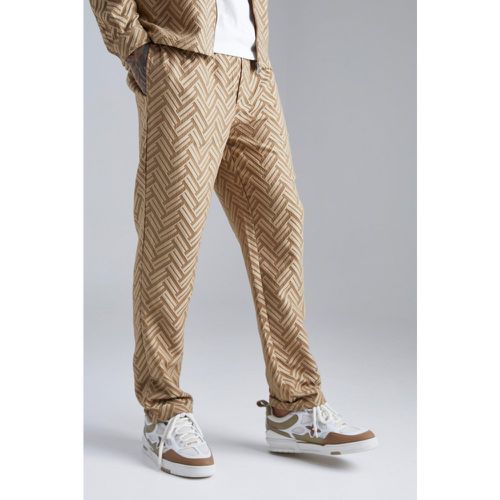 Pantaloni dritti Smart con motivi geometrici tono su tono - boohoo - Modalova