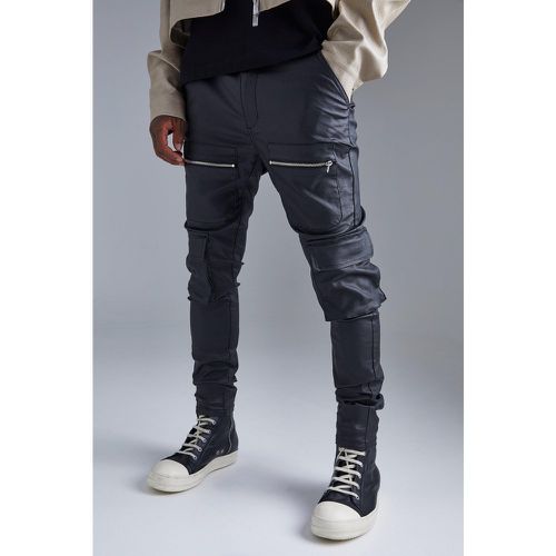 Pantaloni Cargo Skinny Fit in twill rivestito con zip - boohoo - Modalova