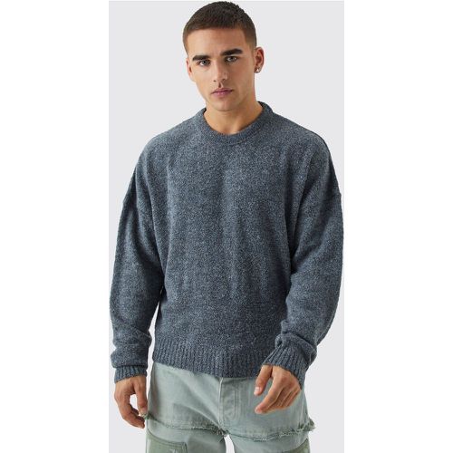 Maglione squadrato in maglia in bouclé con girocollo esteso - boohoo - Modalova