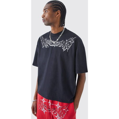 Camiseta Oversize Recta Con Estampado Grunge Homme - boohoo - Modalova