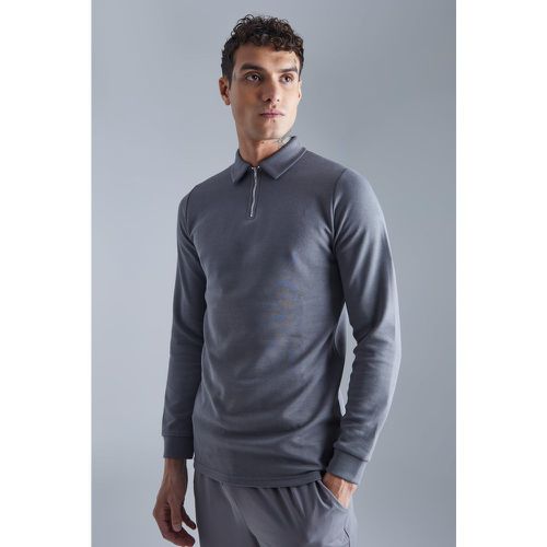 Polo Slim Fit a maniche lunghe a effetto intrecciato - boohoo - Modalova