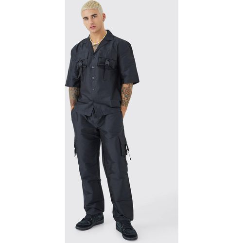 Conjunto De Pantalón Cargo Y Camisa Utilitaria De Manga Corta Con Solapas - boohoo - Modalova