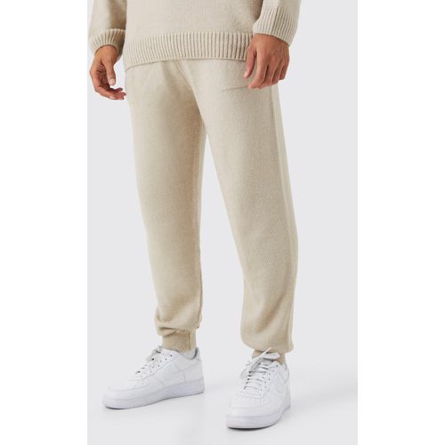 Pantaloni tuta oversize Homme in maglia spazzolata a coste - boohoo - Modalova