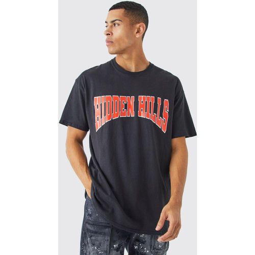 T-shirt oversize stile Varsity con scritta Hidden Hills - boohoo - Modalova