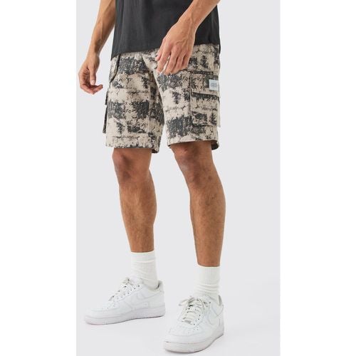 Pantalón Corto Cargo Holgado De Camuflaje Con Etiqueta De Tela - boohoo - Modalova