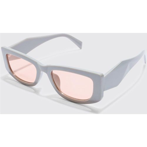 Chunky Angled Frame Sunglasses In Grey - boohoo - Modalova
