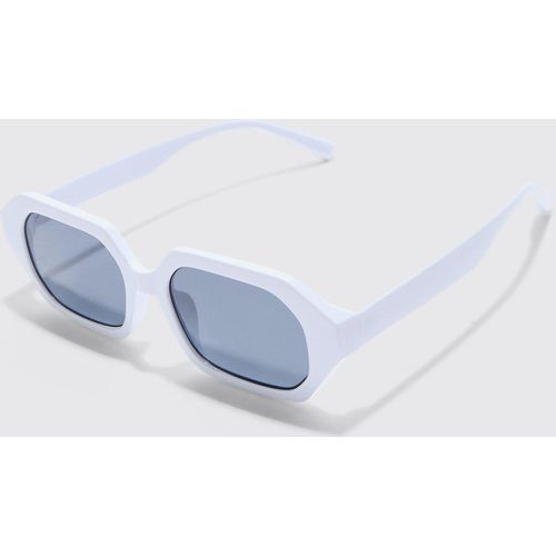 Chunky Hexagonal Sunglasses In White - boohoo - Modalova