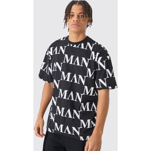 Camiseta Oversize Man Con Estampado De Letras Romanas - boohoo - Modalova