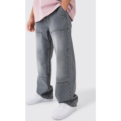 Baggy Rigid Carpenter Jeans, Gris - boohoo - Modalova