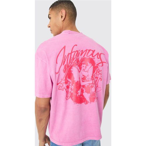 T-shirt oversize pesante sovratinta con grafica - boohoo - Modalova