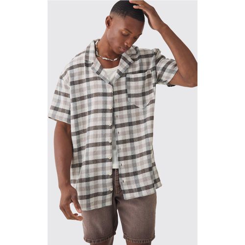 Camisa Oversize Texturizada De Cuadros Pequeños - boohoo - Modalova