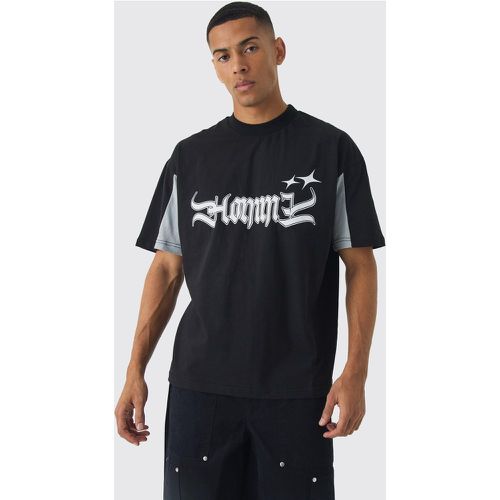 T-shirt oversize pesante Homme con pannelli - boohoo - Modalova