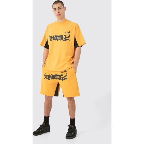 Set T-shirt oversize pesante Homme con pannelli - boohoo - Modalova