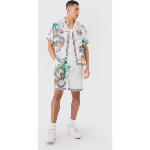 Boxy Viscose Dragon Shirt & Short - boohoo - Modalova