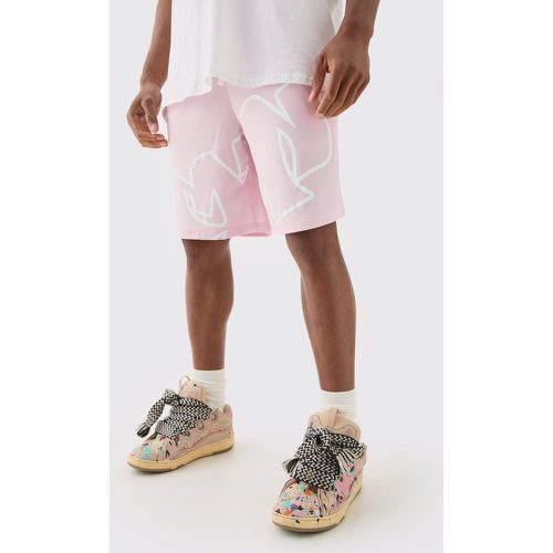 Pantaloncini da basket in rete con stampa - boohoo - Modalova