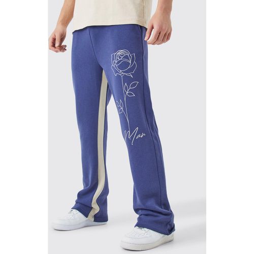 Pantaloni tuta Man con stampa di rose e inserti - boohoo - Modalova