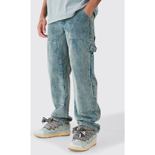Pantalón Holgado De Pana Azul Marino Con Lavado De Ácido Estilo Carpintero - boohoo - Modalova