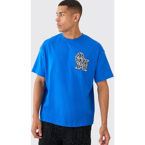 Oversized Applique T-Shirt, Azul - boohoo - Modalova