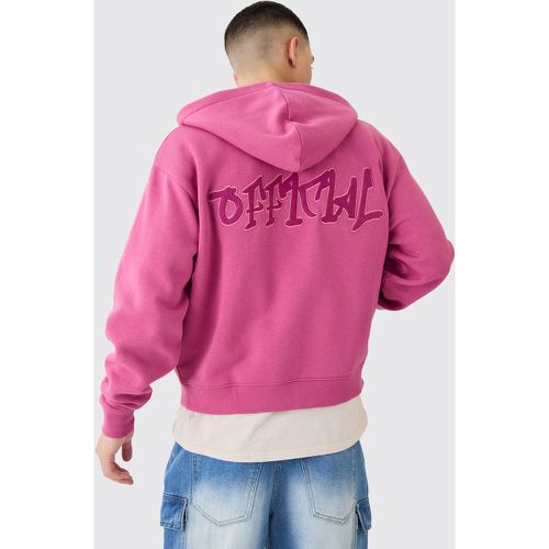 Sudadera Official Recta Con Capucha, Cremallera Y Grafiti - boohoo - Modalova