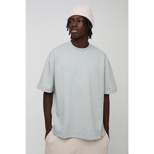 T-shirt Man oversize pesante in maglia intrecciata con girocollo esteso - boohoo - Modalova