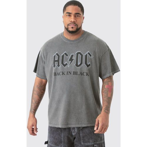 Camiseta Plus Oversize Con Lavado De Ácido Y Estampado De Acdc - boohoo - Modalova