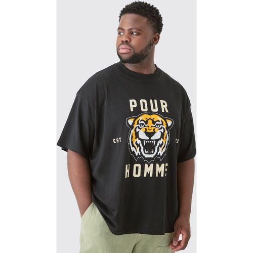 T-shirt Plus Size oversize Pour Homme con grafica di tigre - boohoo - Modalova