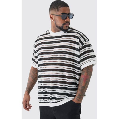Plus Crochet Striped Oversized T Shirt - boohoo - Modalova
