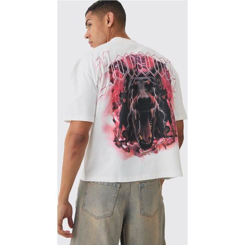 Camiseta Oversize Recta Con Cuello Extendido Y Estampado Gráfico De Perro Homme - boohoo - Modalova