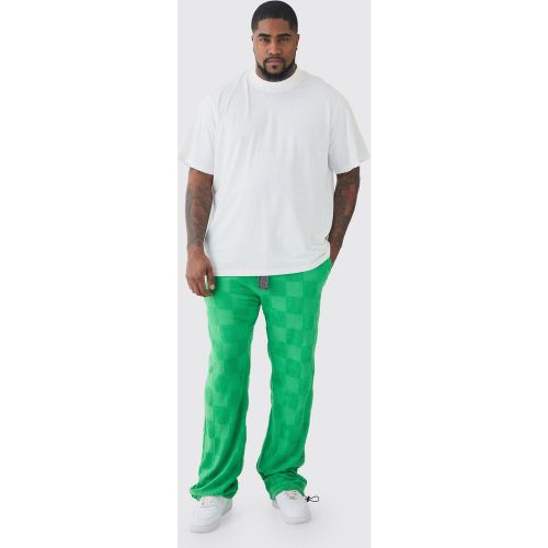 Set Tall pantaloni in spugna a scacchi con incisioni & T-shirt verdi - boohoo - Modalova